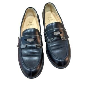 Christian Louboutin Monana Penny Loafers Black Leather Women's 36.5